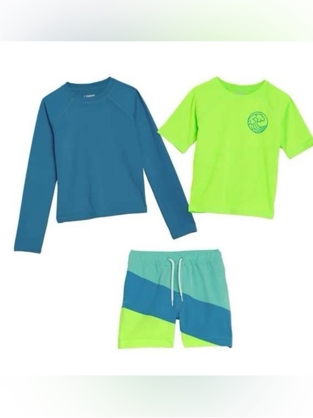 Lands' End Kids' 3-piece Swim Set Boys Size 5 Blue & Green New with tags